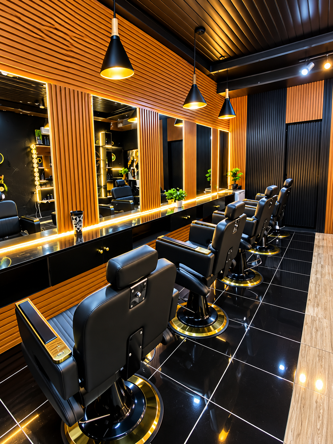 A barber finishing a skin fade