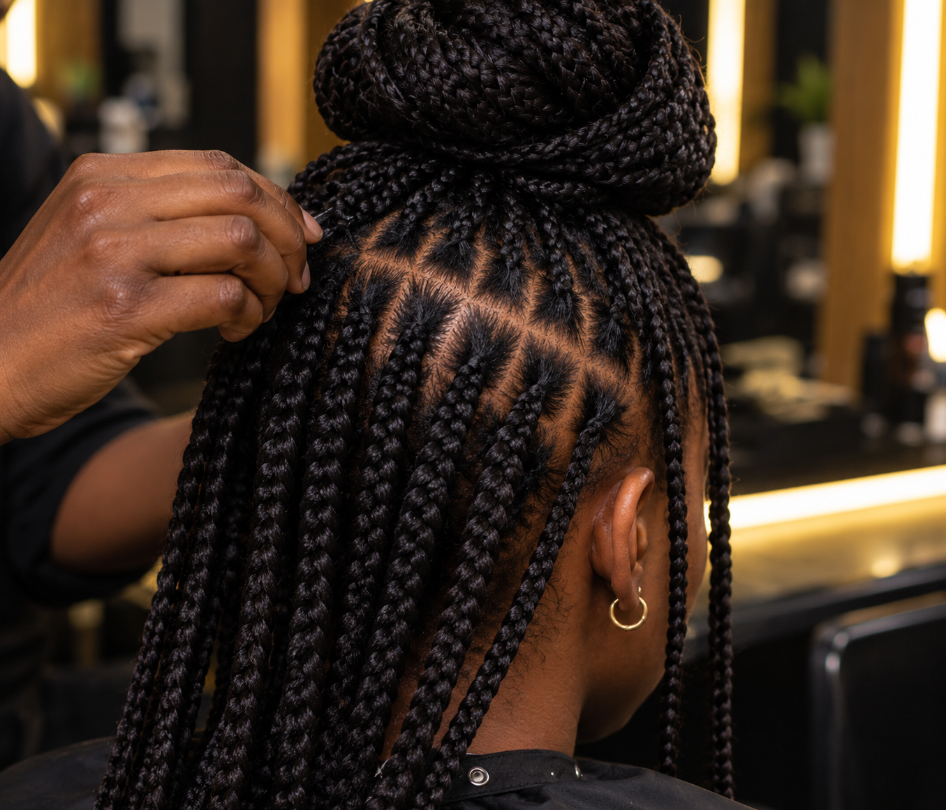 Long braided hair styling
