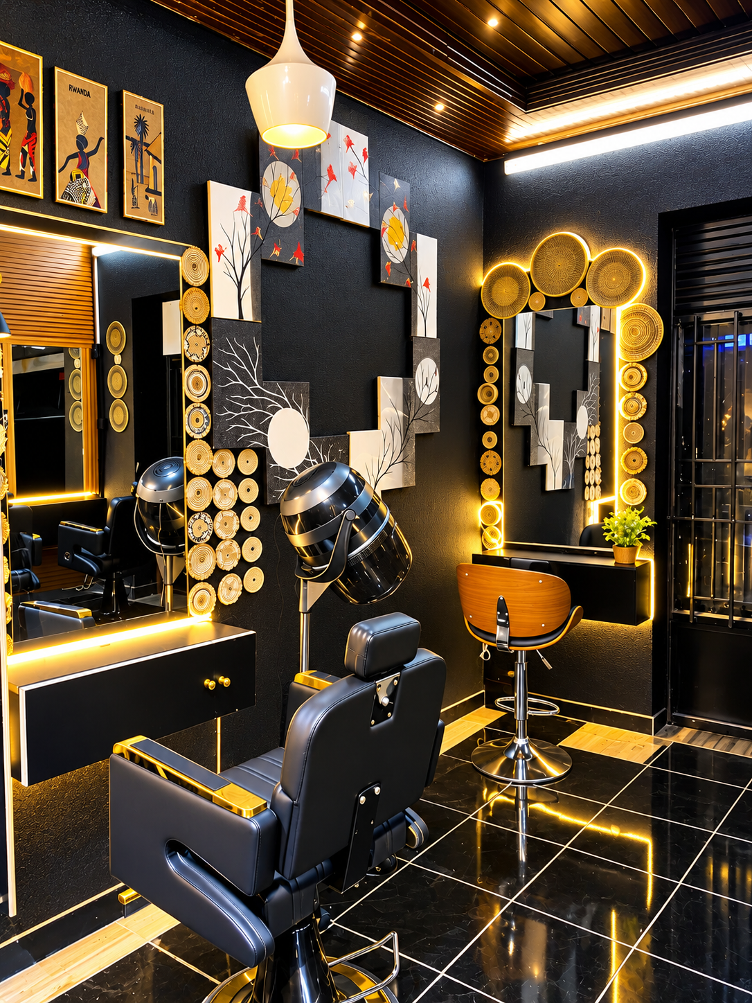 The bright interior of the salon